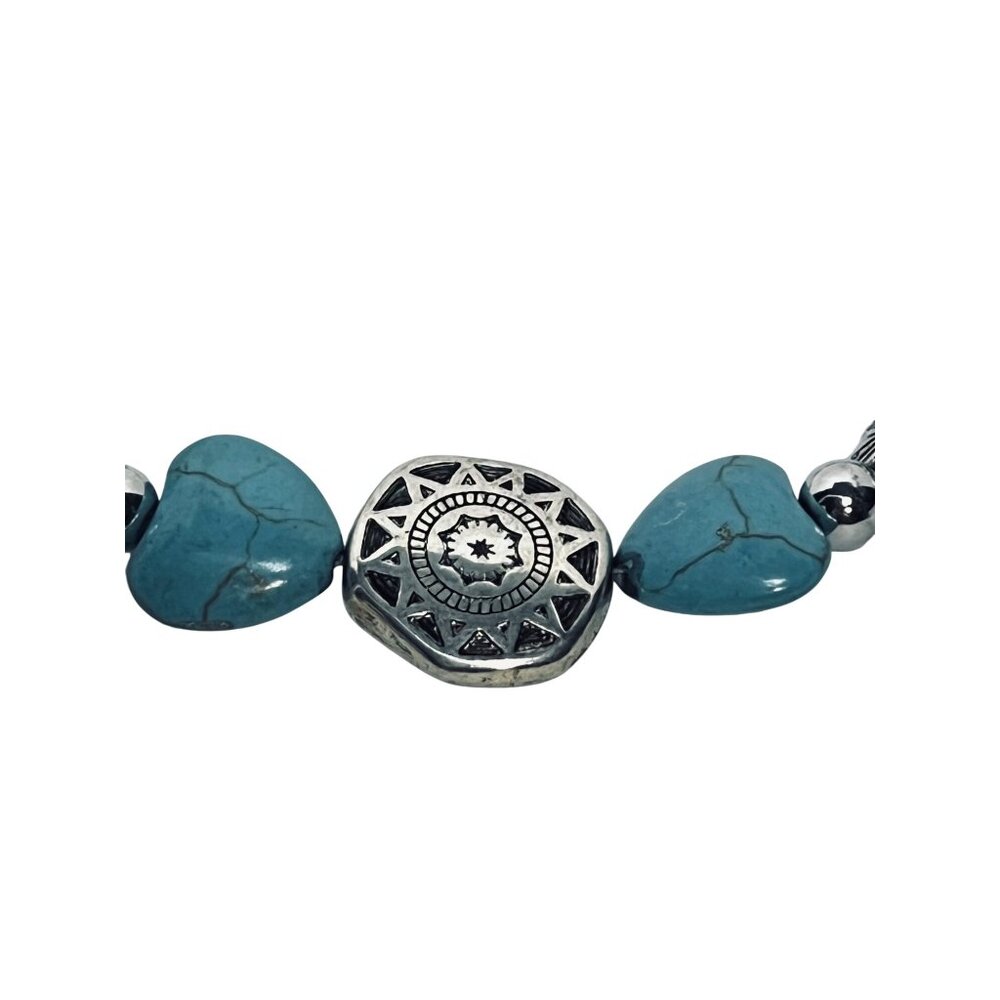 Silver Tone And Faux Turquois Boho Bracelet (6158) - Picture 3 of 5
